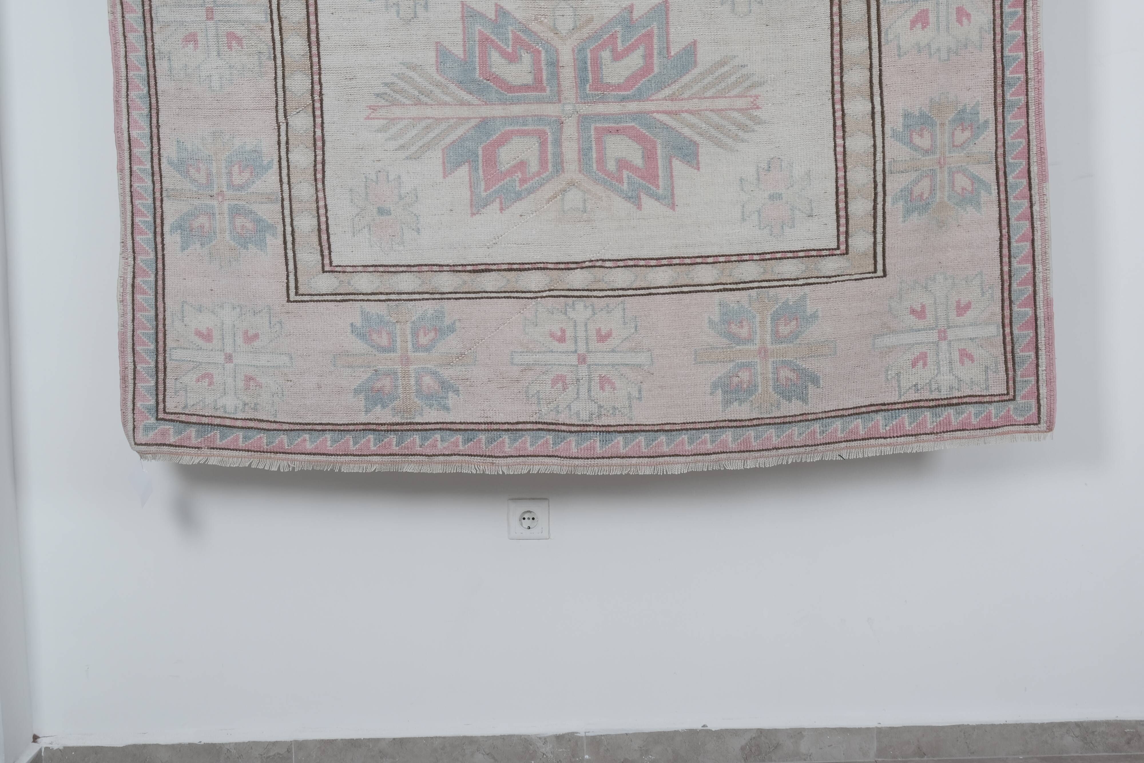 Decorative soft muted color turkish oushak rug, living room rug 5'11'' x 7'3''