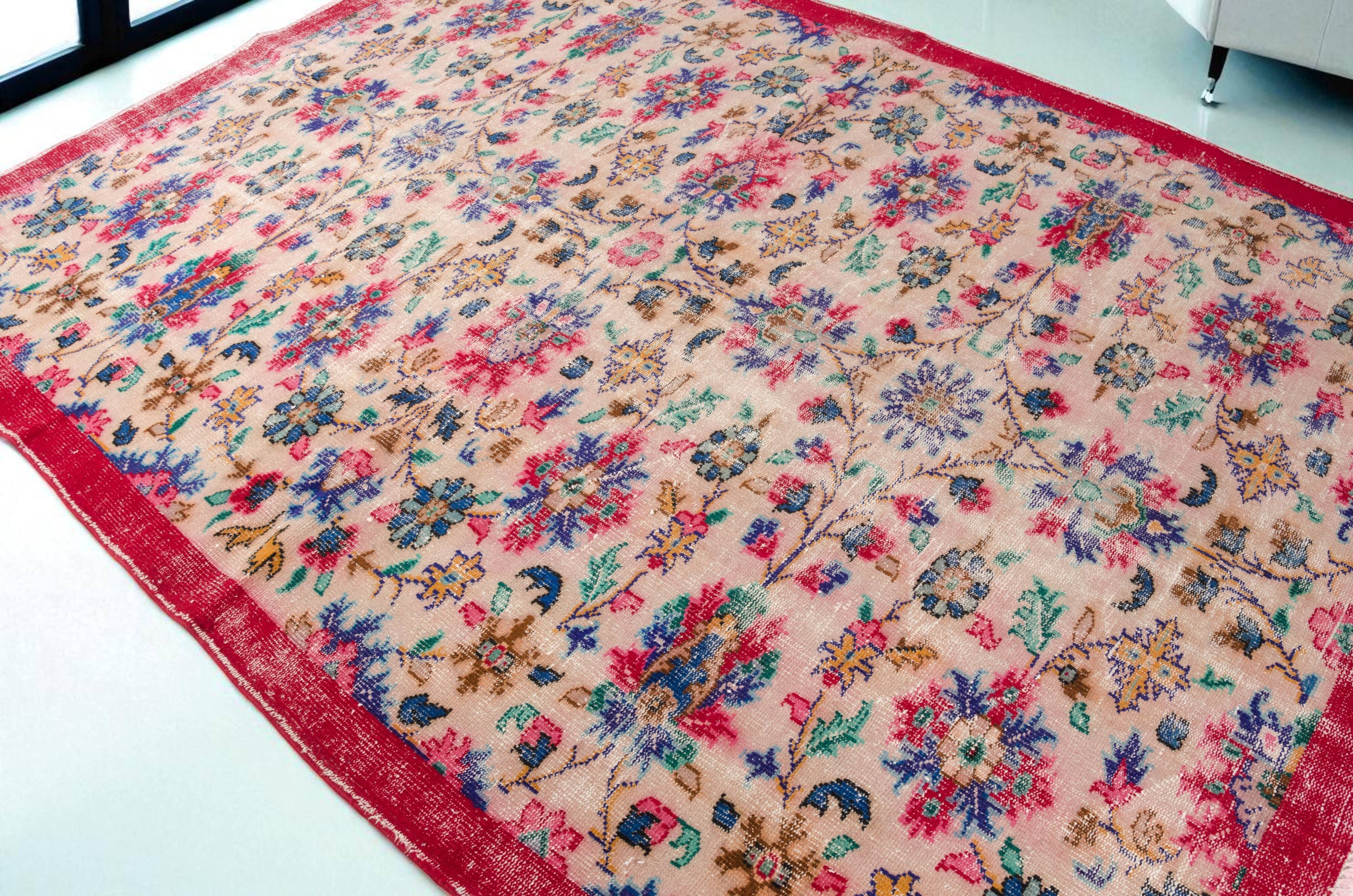 Handknotted Anatolian Floral Vintage Rug