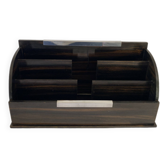 Mail holder, Art Deco, wood and metal
