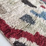 Moroccan Berber carpet Boujaad ecru with colorful patterns 228x157cm