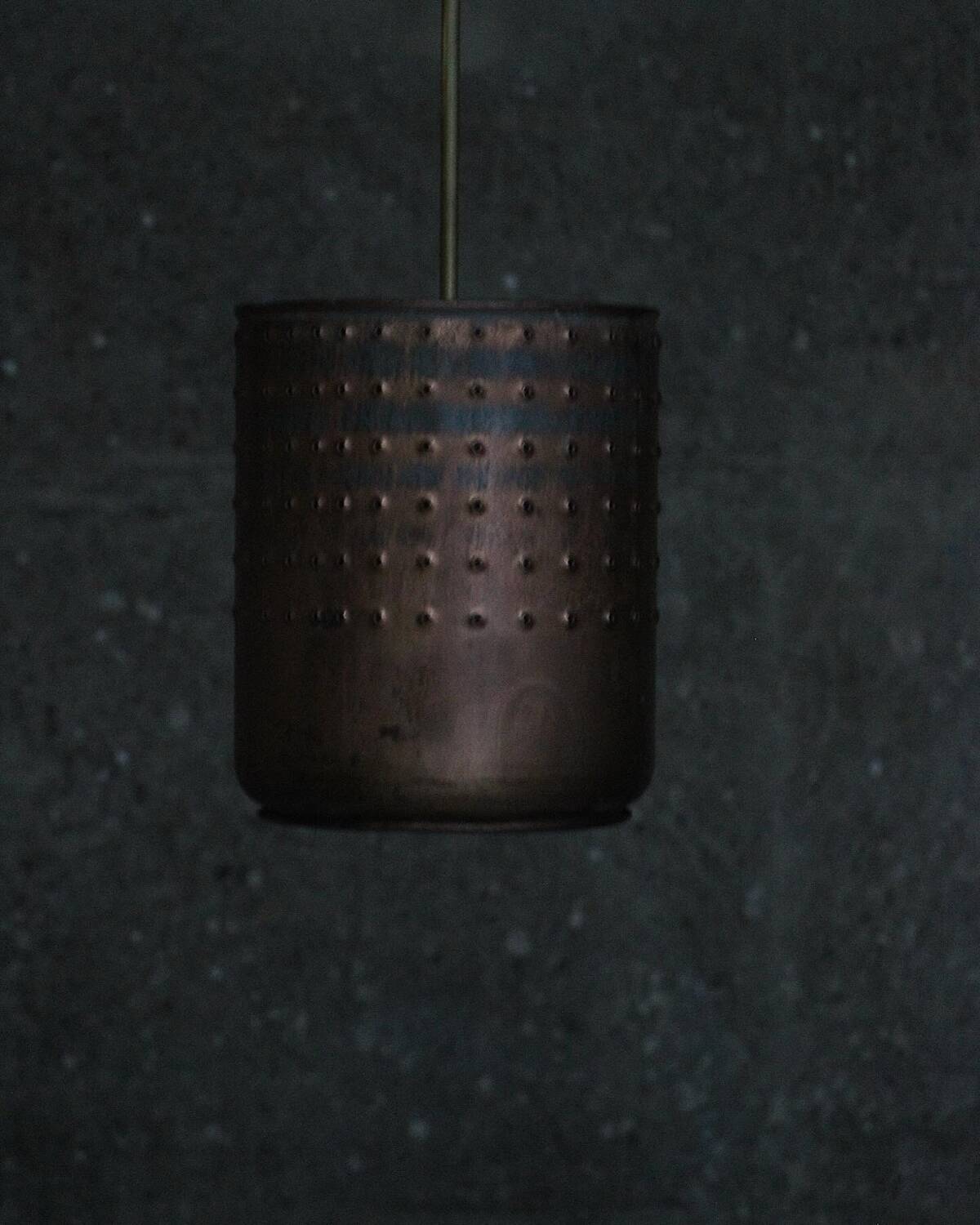 Industrial copper chandelier with patina France 1960