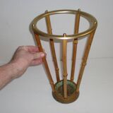 Porte-parapluies Hollywood Regency années 1950, bambou et laiton, style Auböck, Autriche