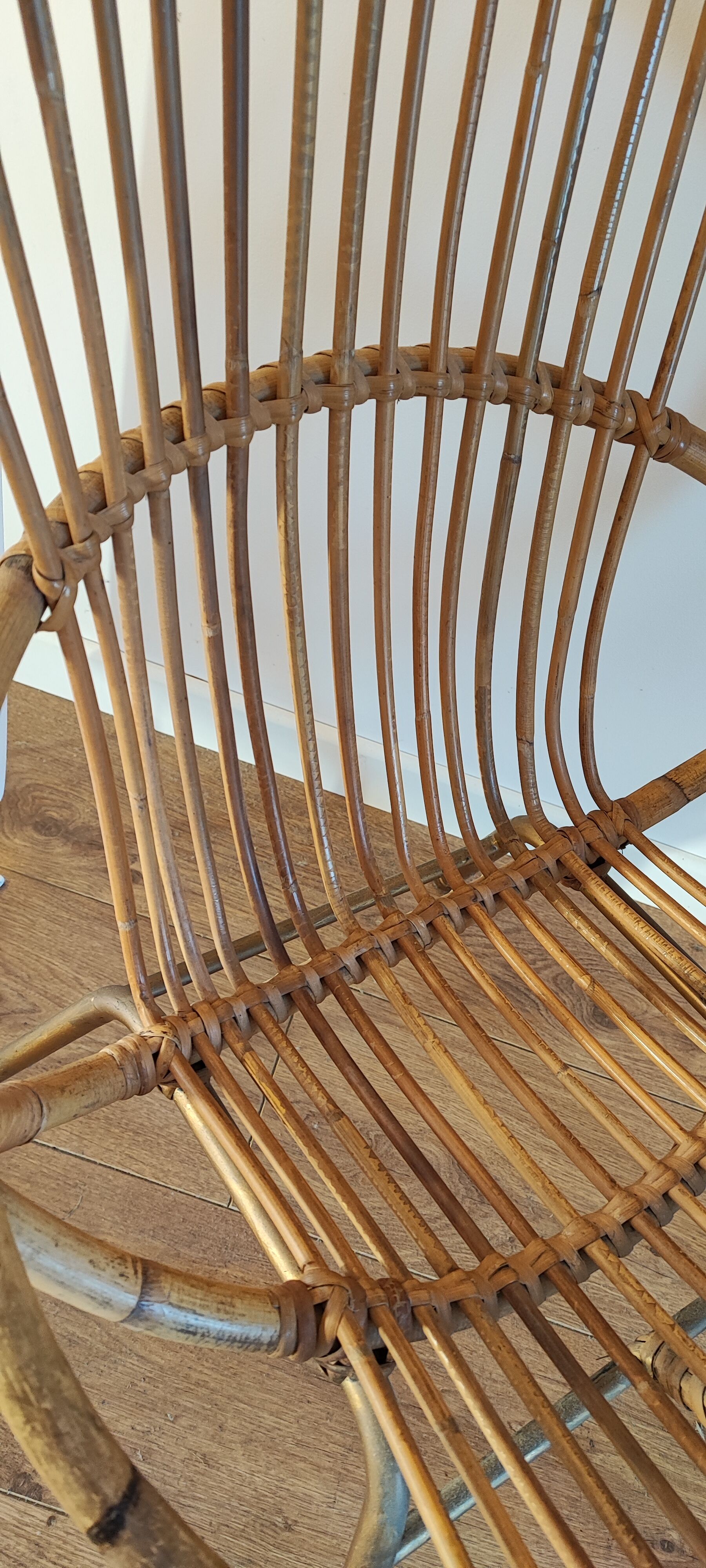 Rattan shell armchair