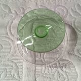 6 superb antique liqueur glasses on green stems, vintage cut glass