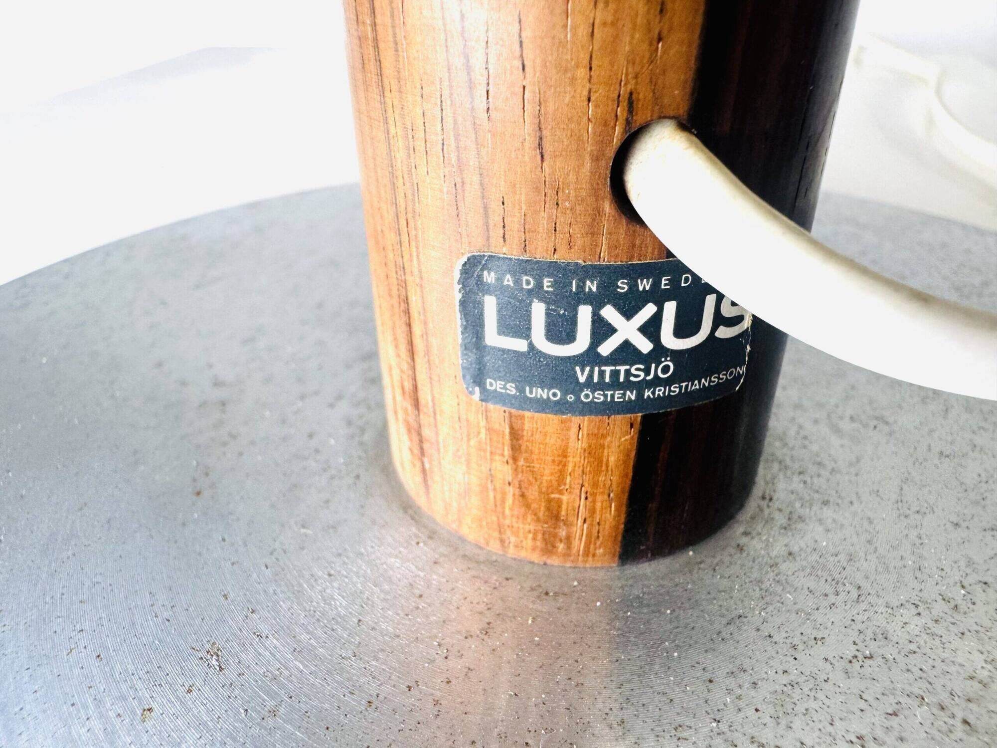 Large Size Wood & Sring Table Lamp By Uno & Östen Kristiansson For Luxus, Sweden 1960S