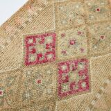 Sand Beige & Pink Turkish Vintage Runner Rug, 80x413Cm