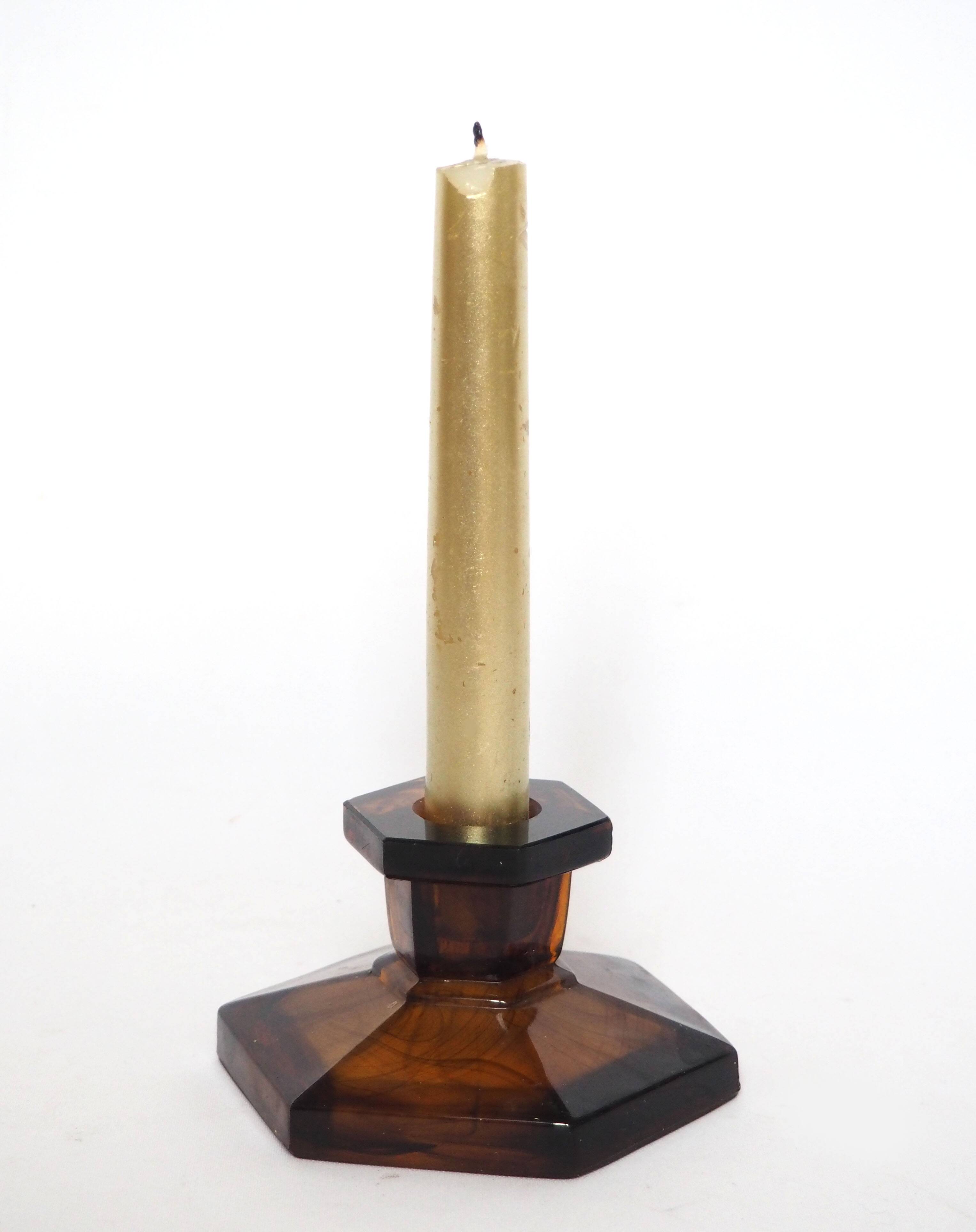 Davidson amber glass candle holder