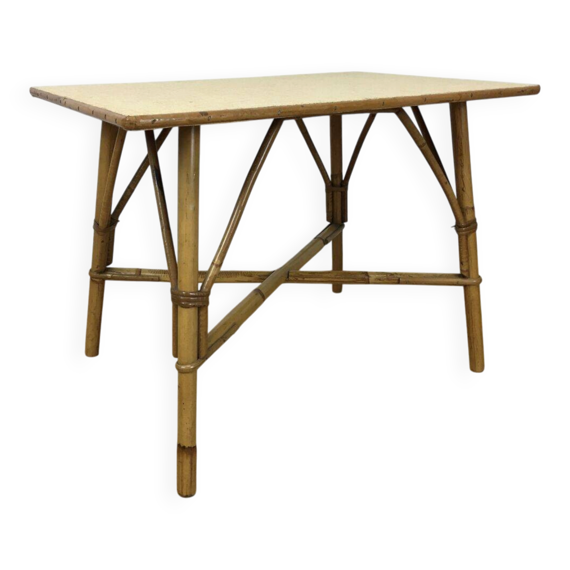 Table d'appoint en rotin vintage, années 60