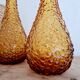 Pair of Italian Empoli vases in amber bubbled glass