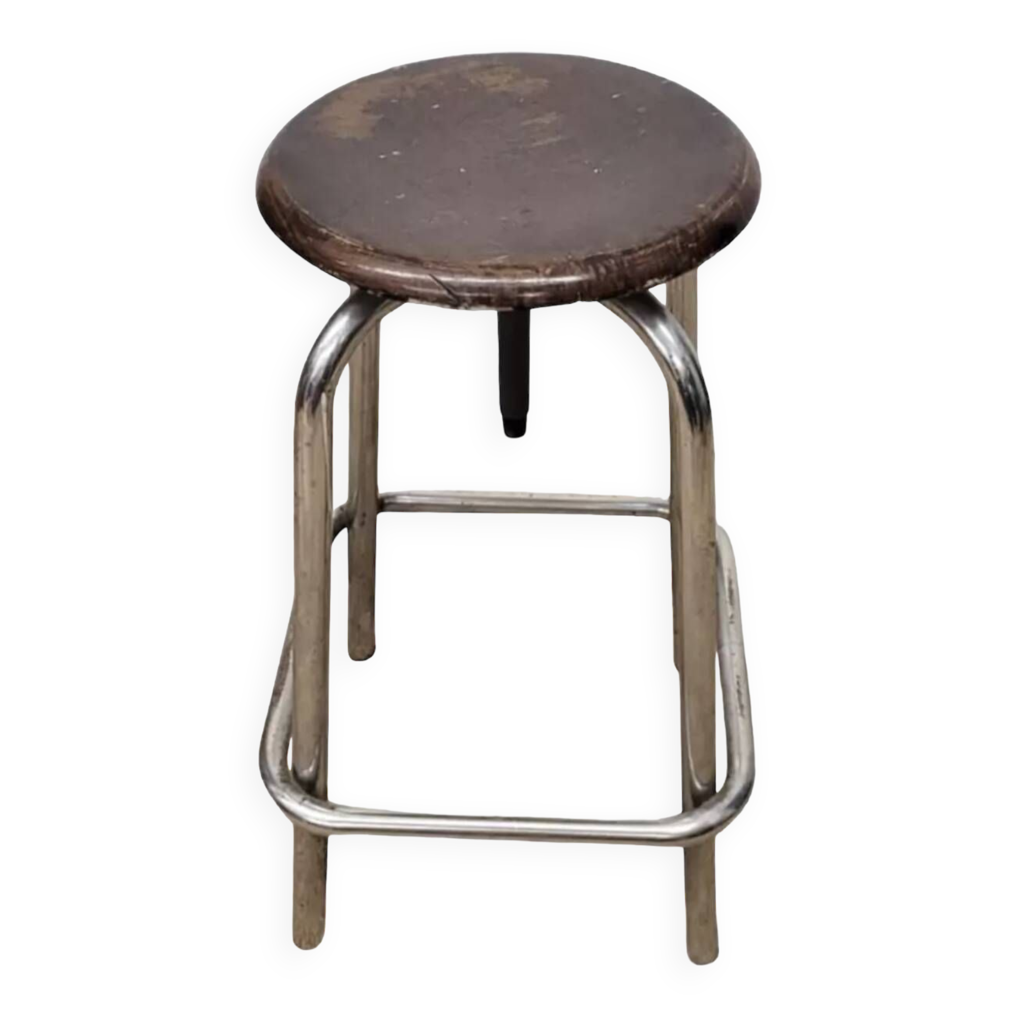 Tabouret réglable en bois et acier