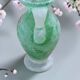 Small green Murano vase with handles – blown glass - "scavo" type