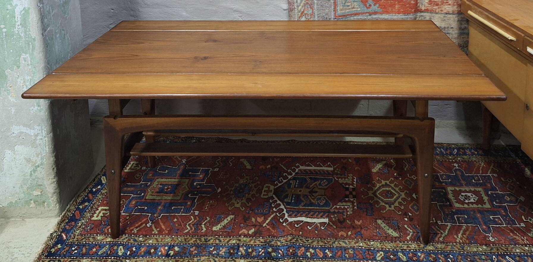 Metamorphic dining / coffee table in teak by Kai Kristiansen, Denmark 1960s