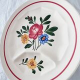 Lot de 6 assiettes vintage modèle Sarreguemines Chatenois vintage compartimentées à décor