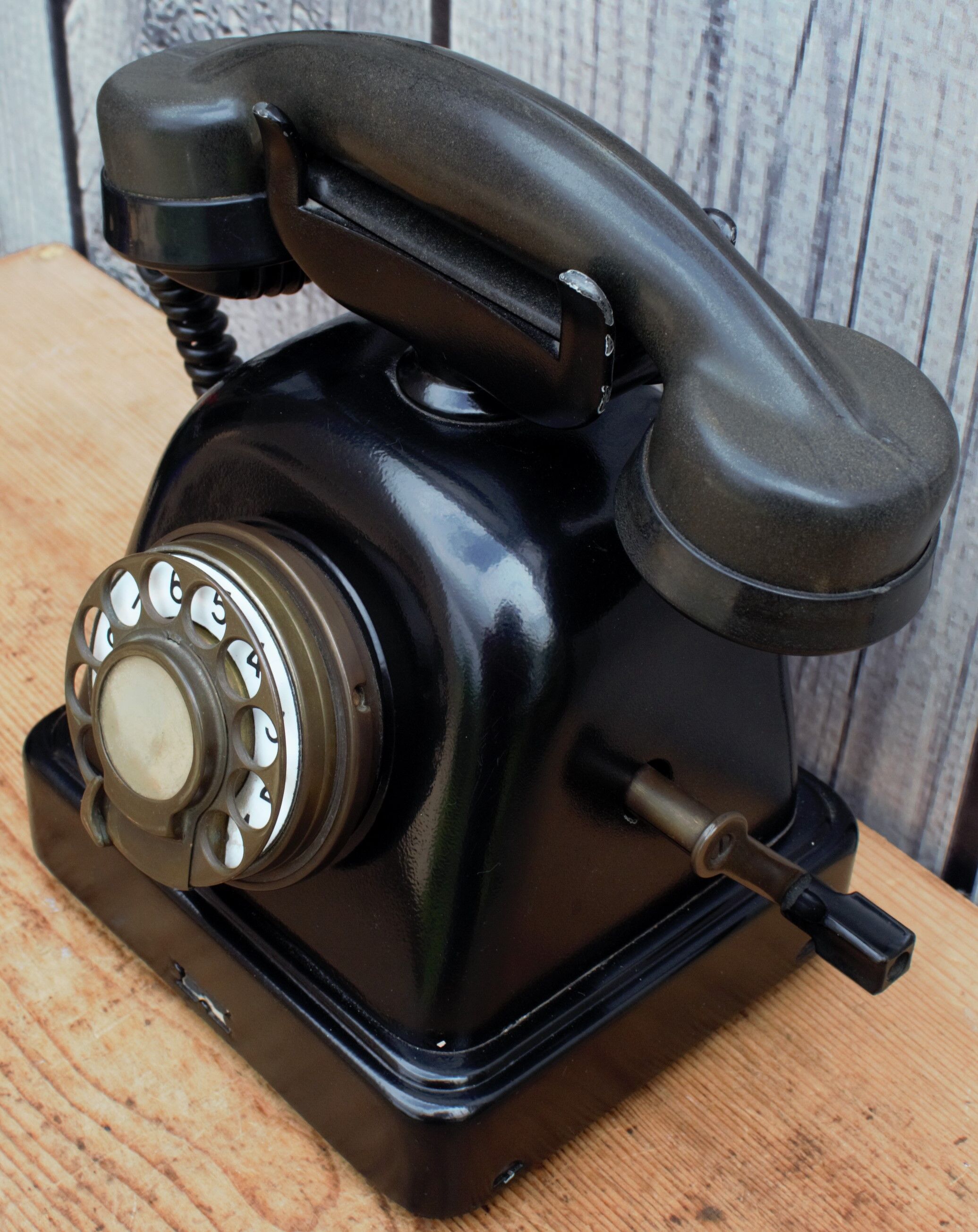 Vintage black decorative phone, industrial style, loft