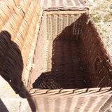 3 panières, old Wicker suitcases