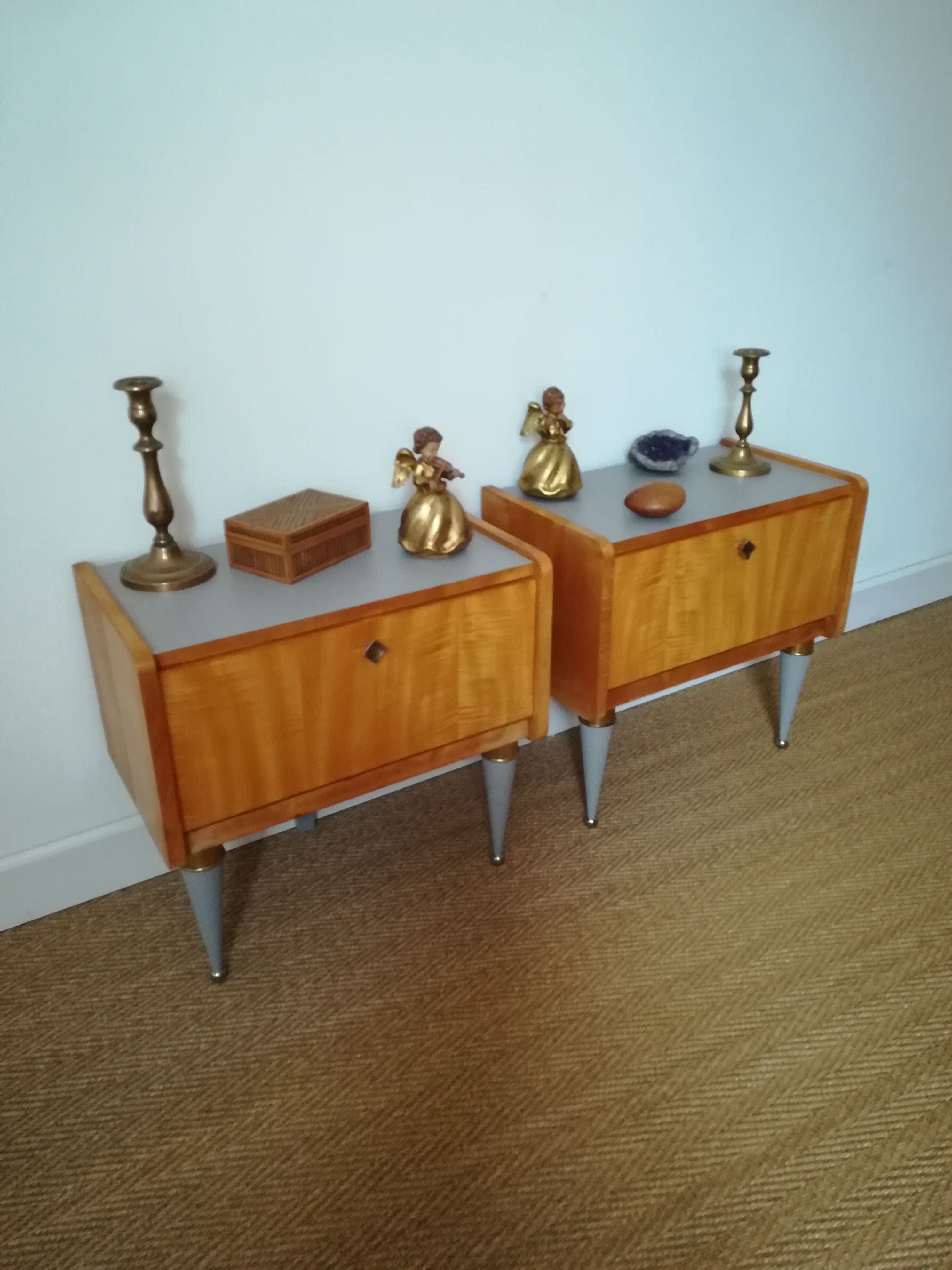 A pair of bedsides