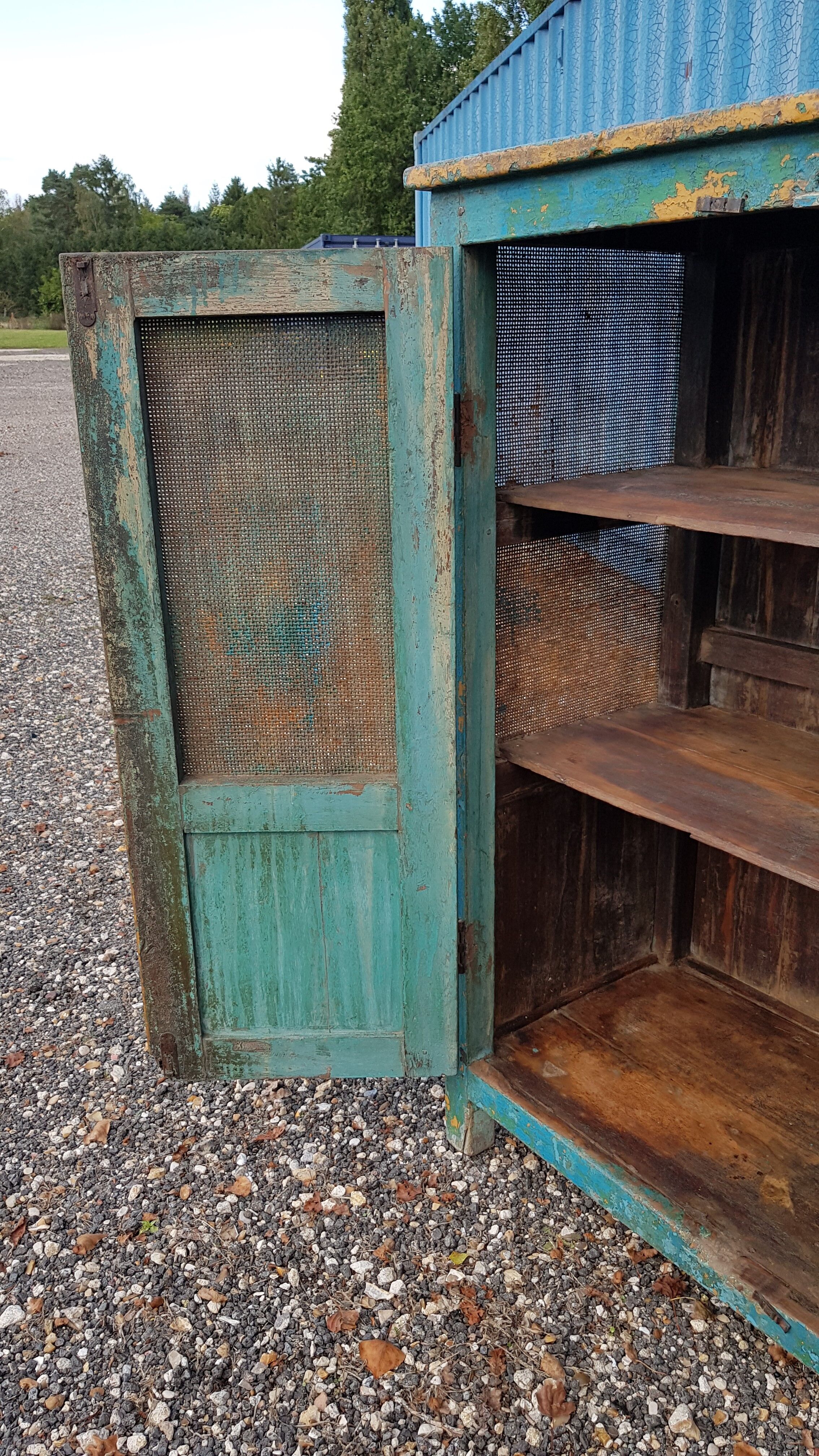 Old Burmese tek pantry with 6 mesh panels
