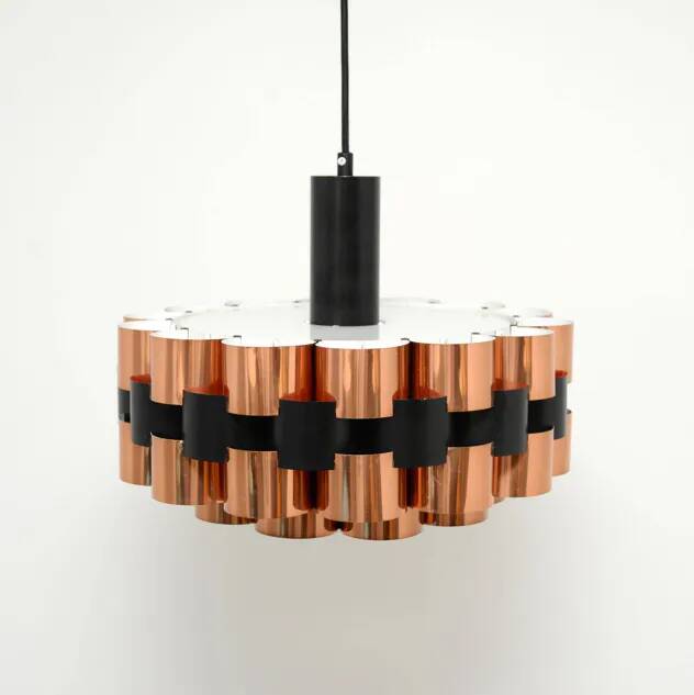 Copper lamp designed by Wener Schou for Coronell Elektro, 1970s