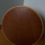 Round coffee table in wicker and bamboo