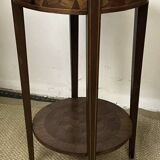 Round pedestal table / side table in wood marquetry