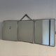 Vintage 1940s triptych barber mirror, bevelled chrome, snake imitation - 31 x