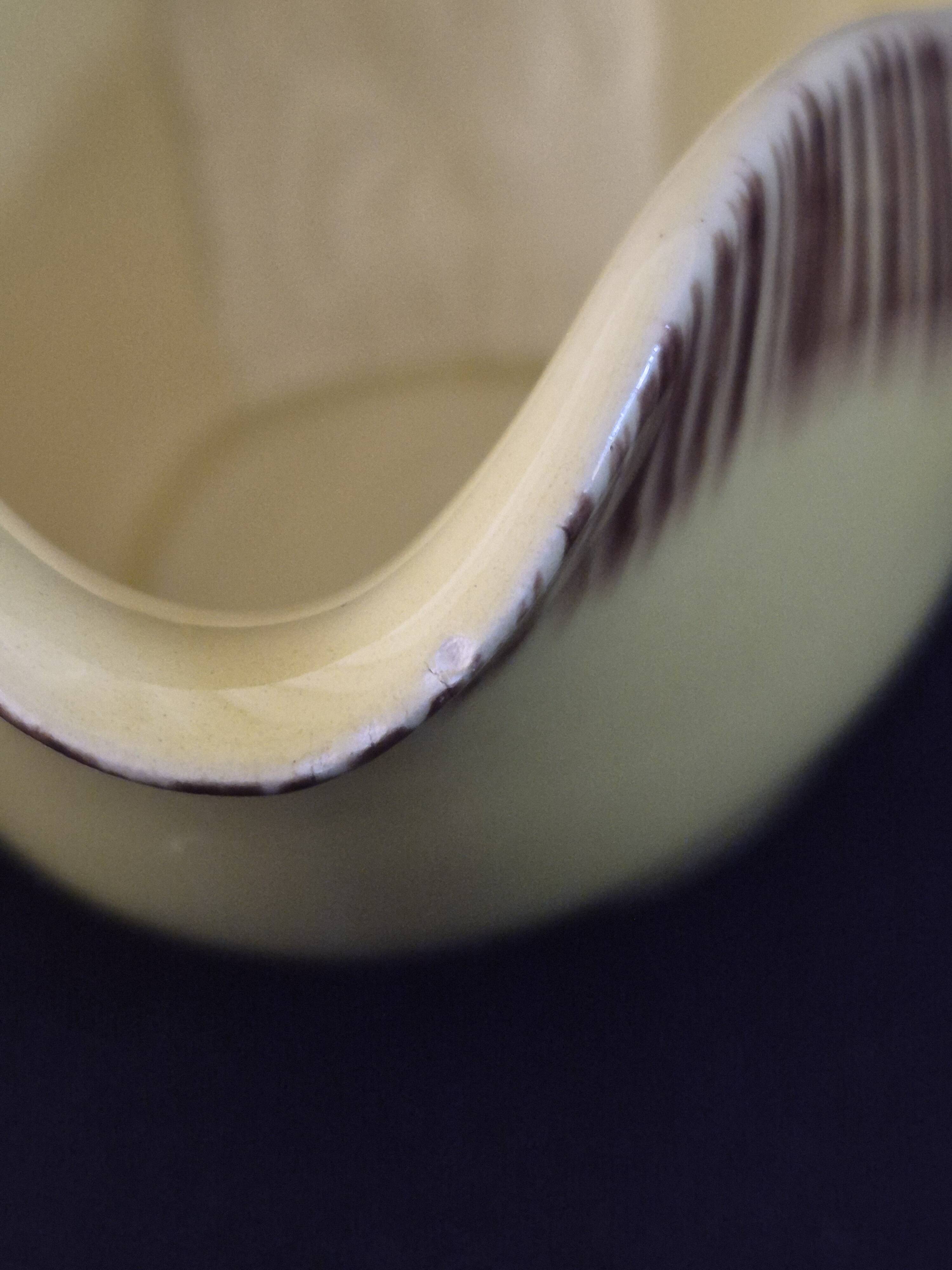 Saint Clément yellow and brown earthenware sauce boat A083