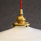 White opaline pendant light with crenellated edges