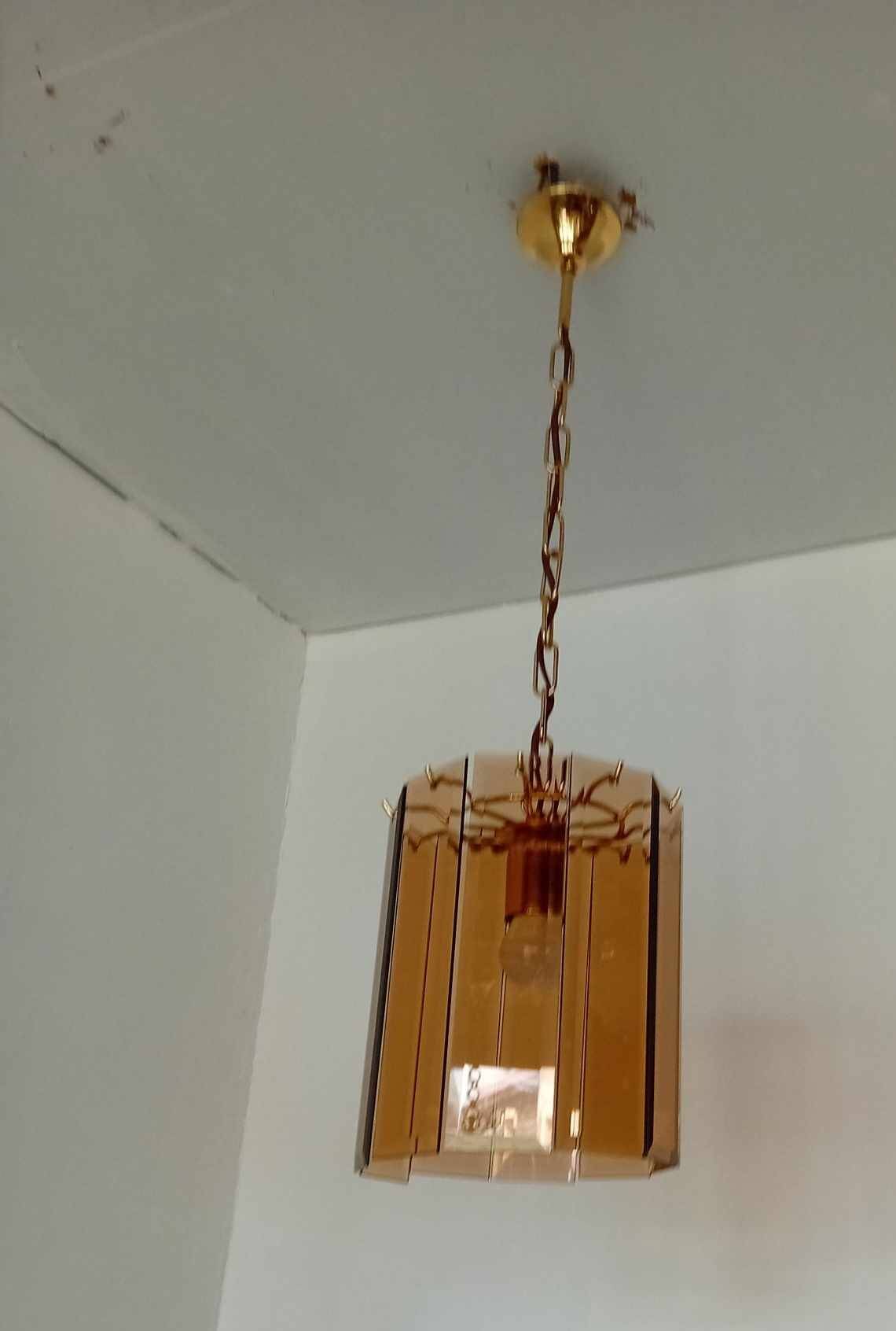 50s/60s pendant light in gold metal
