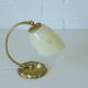 Antique Bedside Lamp / Art Deco Desk Lamp / Brass Table Light / Hand Blown