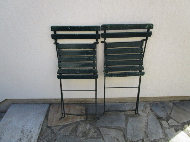 Pair of old folding garden chairs