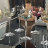 7 vintage iridescent foot glasses