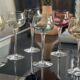 7 vintage iridescent foot glasses