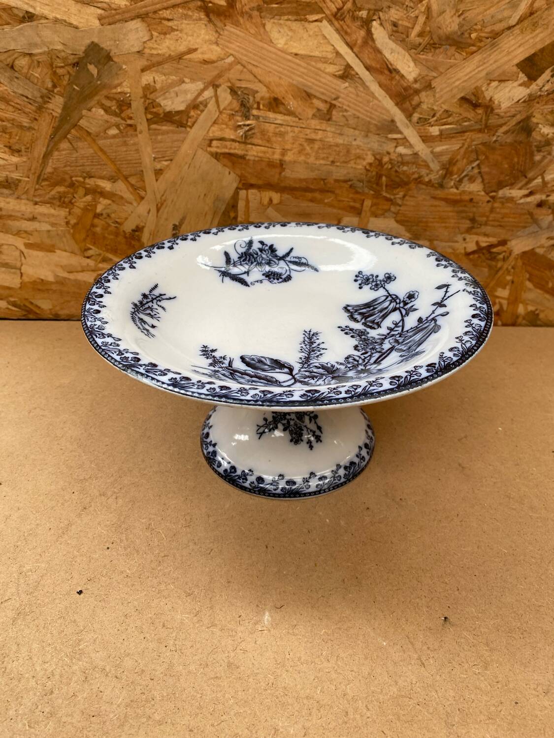 Antique White Porcelain Cake Dish Compotier Vintage Flower Decor