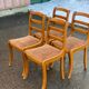 4 chaises en bois massif et daim velours marron Louis Philippe
