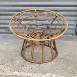 Papasan loveseat chair in rattan, 1950