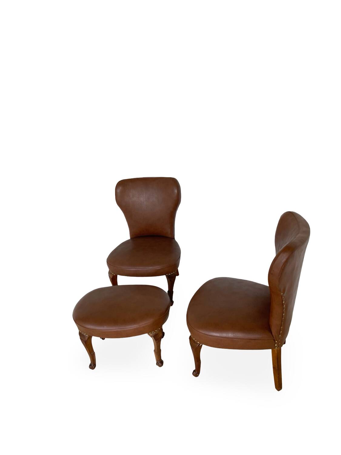 Ensemble de chaises d'appoint et tabouret pour pied, années 1950.