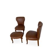 Set of the side chairs and stool for leg, 1950s.