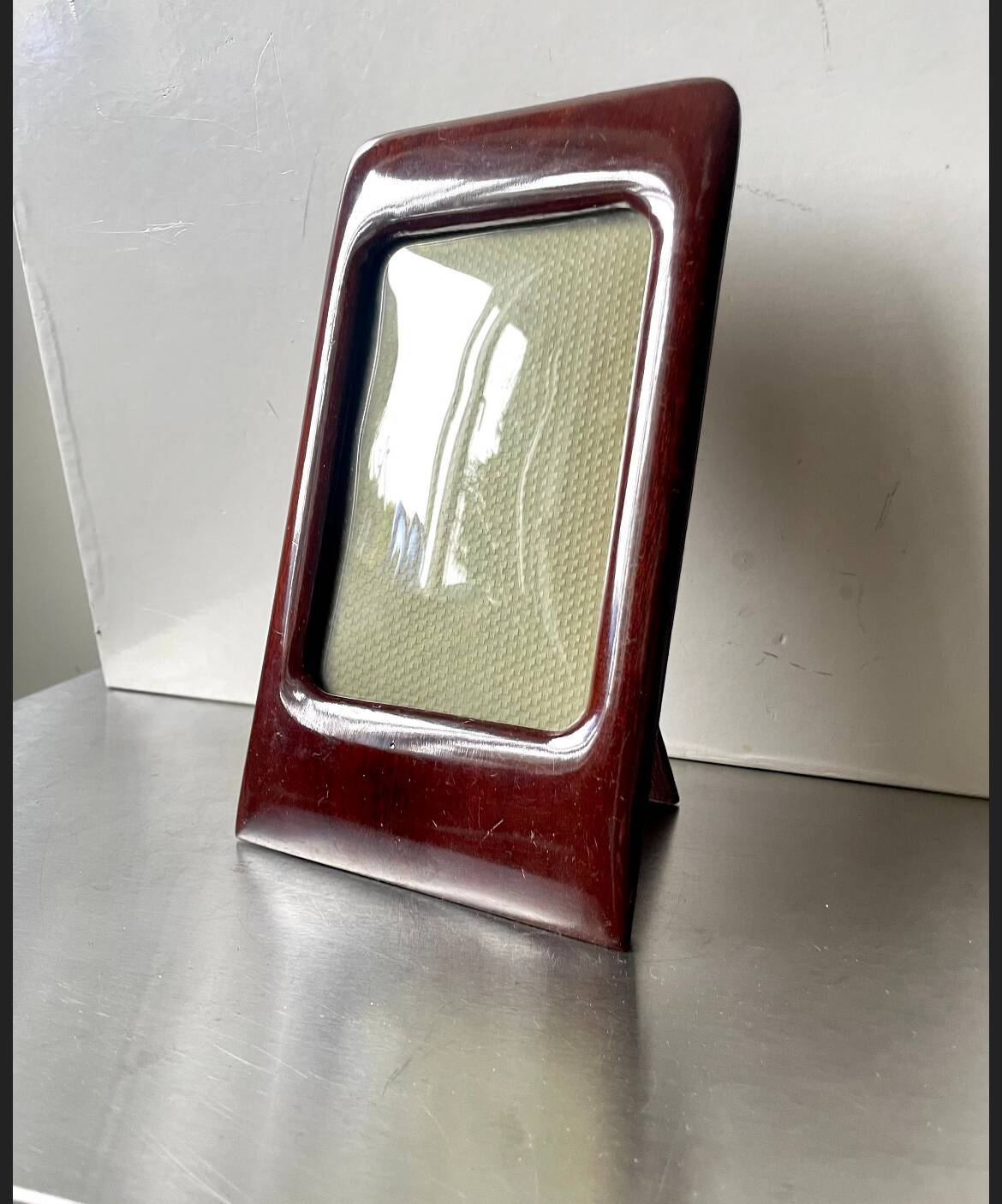 Antique  Art Deco Mahogany Wooden Frame  22.5 cm x 13.5 cm  convex glass