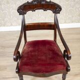 Set of Empire Mahogany Armchairs in Red Upholstery, 19th Century