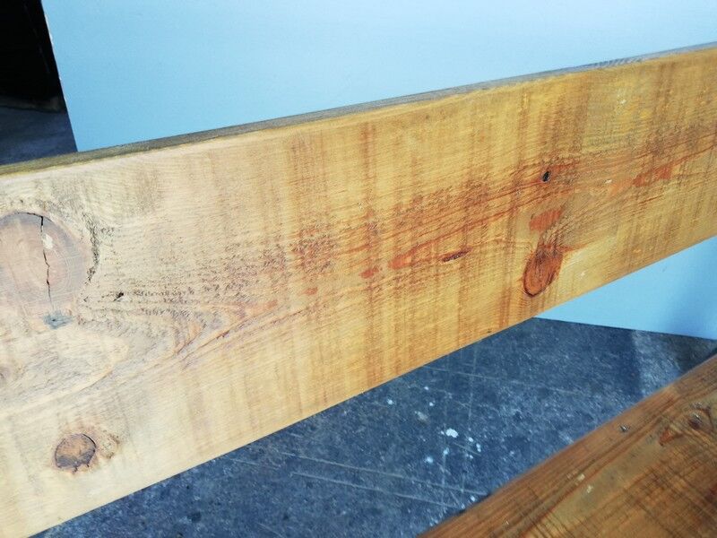 Metal bench and solid wood old vintage indus workshop