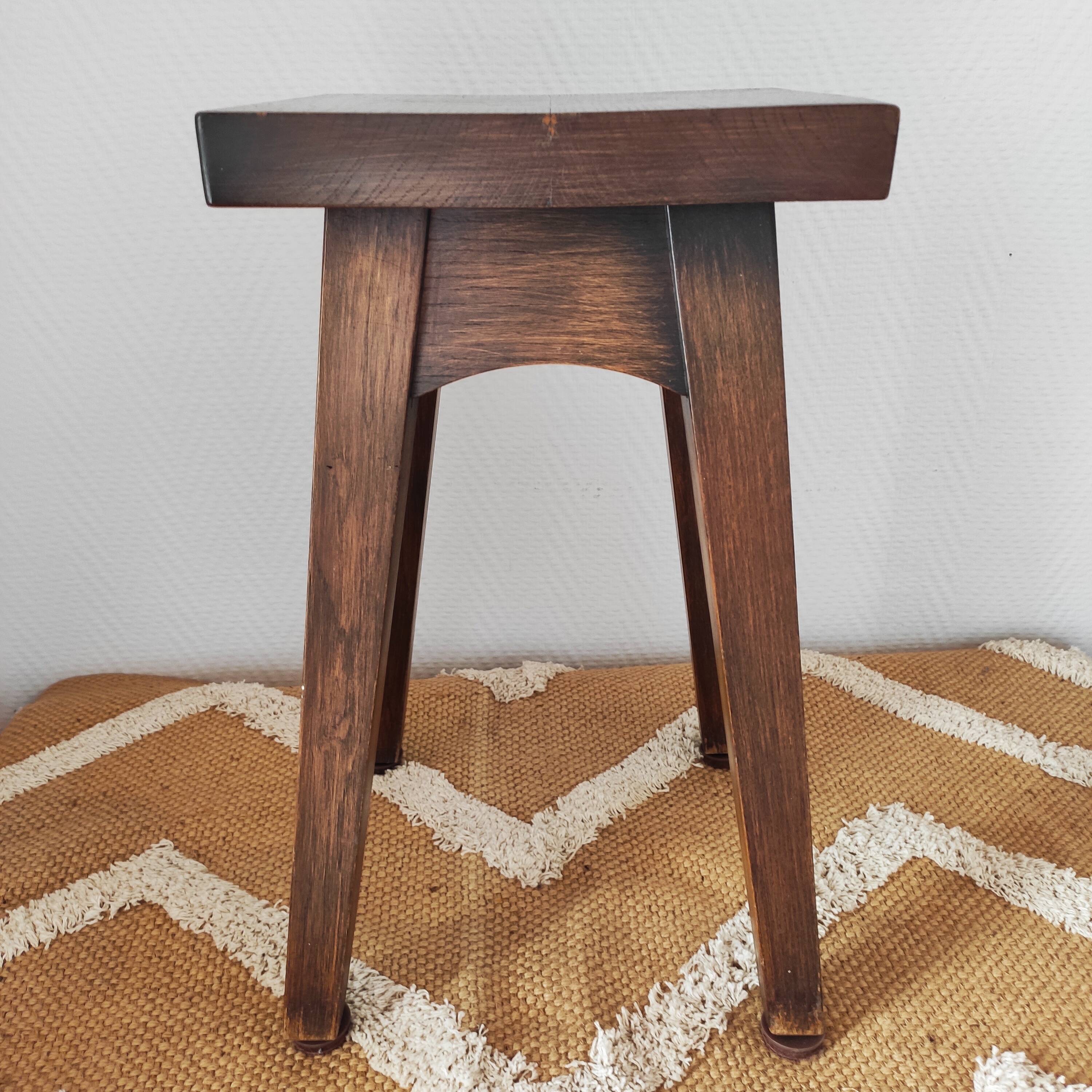 Vintage solid oak stool