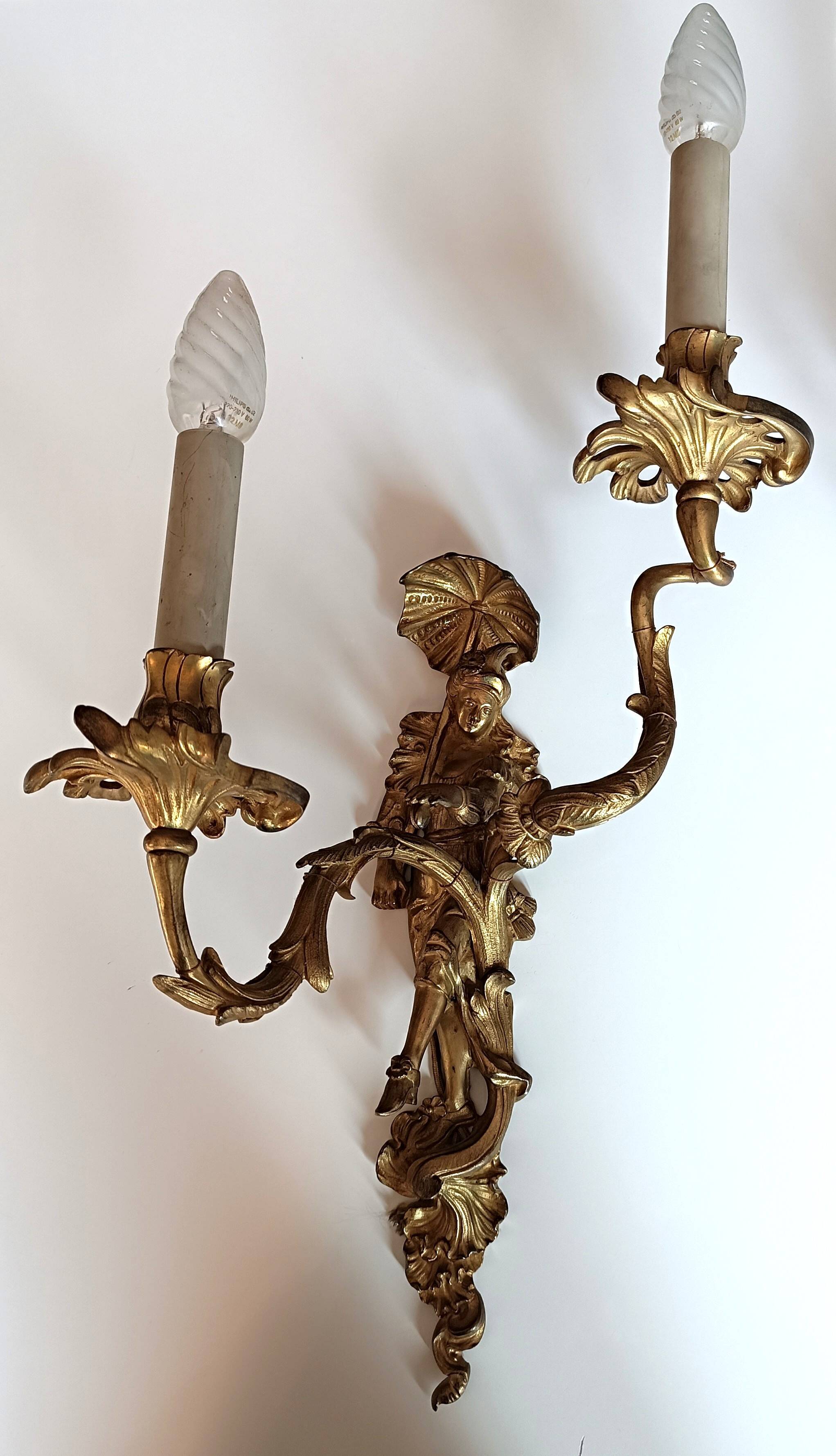 Pair of Regency style gilt bronze wall lights