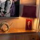 Pair of table lamps in Bordeaux lacquered wood and brass seahorse
