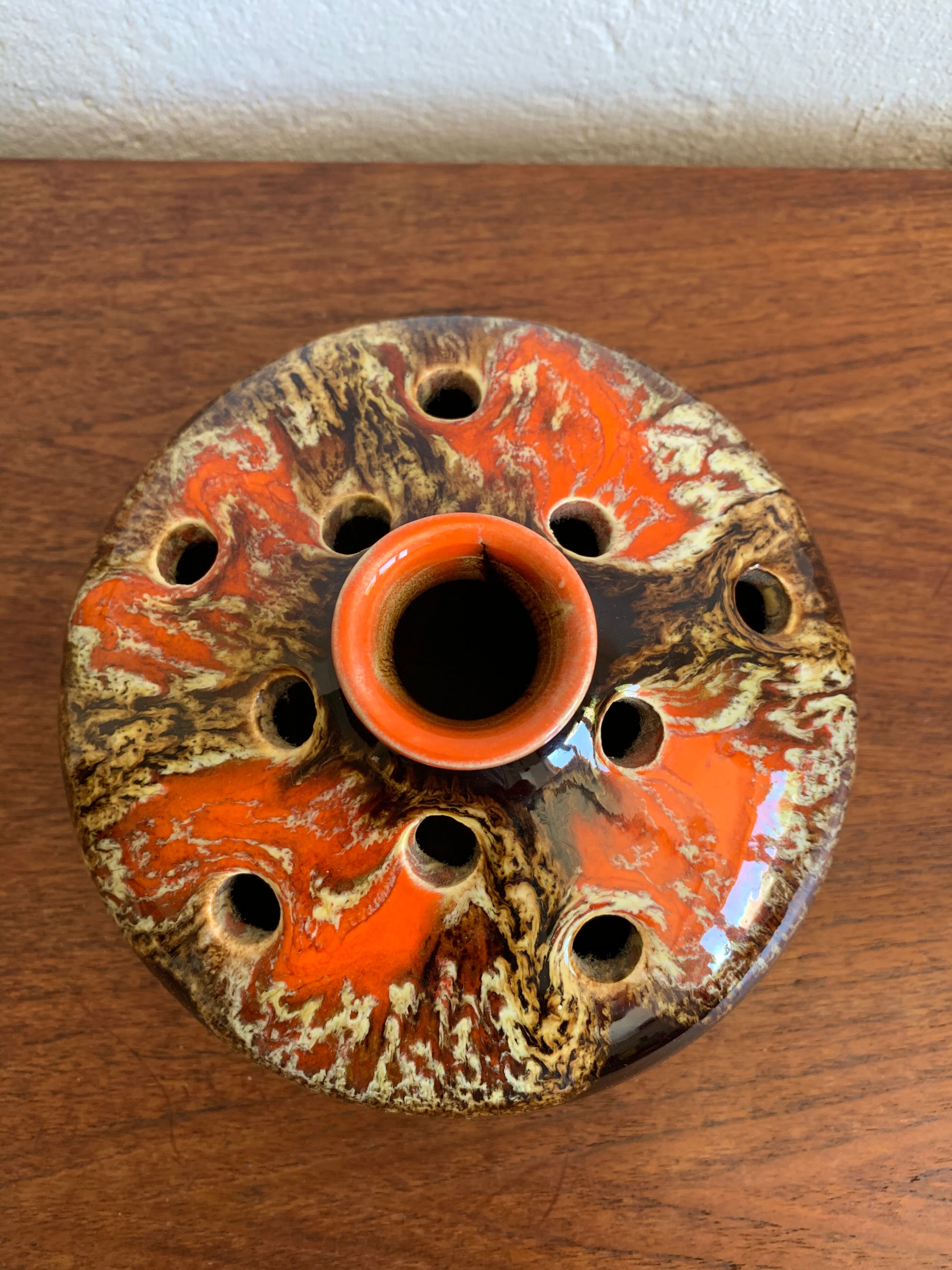 Vase flowers stand in Vallauris earthenware signed