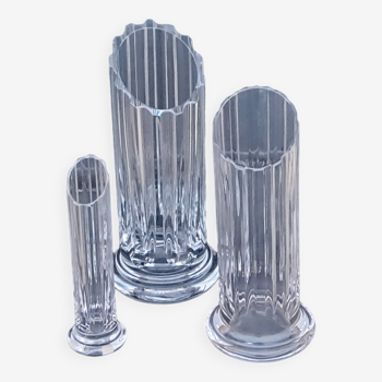 Set de 3 vases en cristal Daum modèle Cythère des années 80