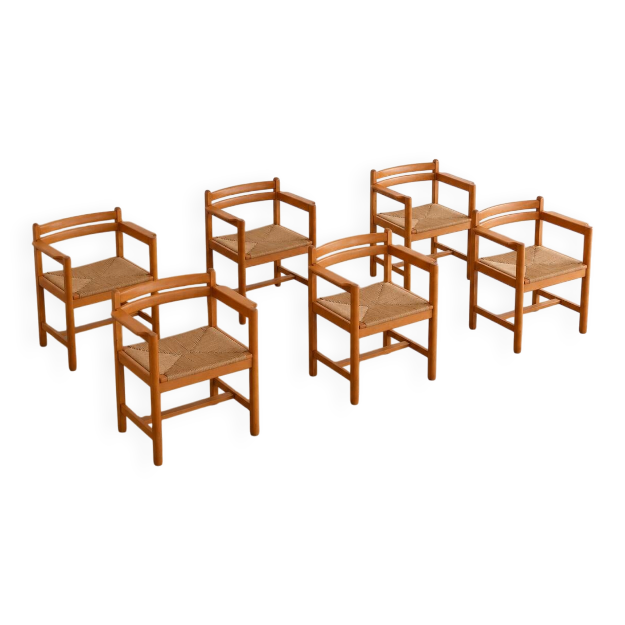 Ensemble de 6 fauteuils "Asserbo" en pin par Borge Mogensen pour Karl Andersson & Söner