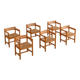 Ensemble de 6 fauteuils "Asserbo" en pin par Borge Mogensen pour Karl Andersson & Söner