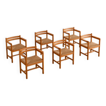 Set of 6 "Asserbo" armchairs in pine by Borge Mogensen for Karl Andersson & Söner