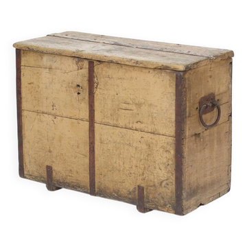 Antique 19th Century Primitive Weathered Painted Transport Chest