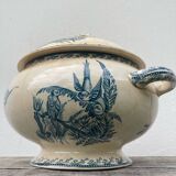 Earthenware tureen tureen Pexonne birds